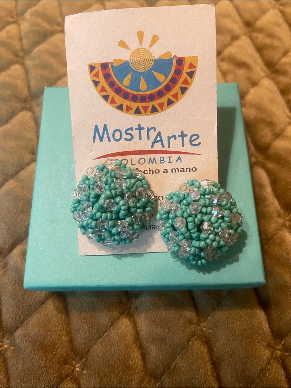 Turquoise Beaded Dome Earrings